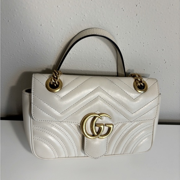 Gucci Handbags - Gucci Marmont Mini Matelassé Leather Shoulder Bag - White